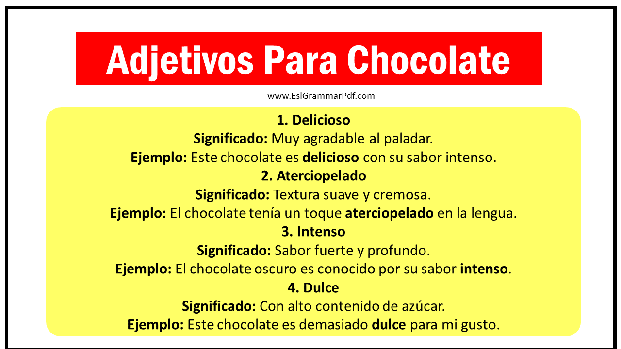 Adjetivos Para Chocolate